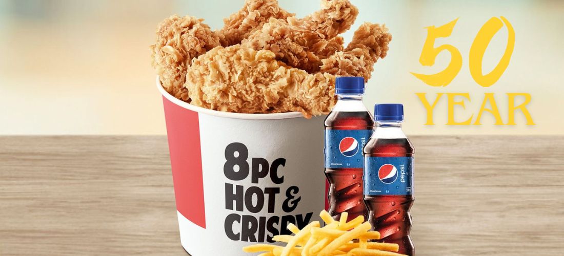 KFC, Kipdag, 50 Years Bucket, Variety Bucket, Hot & Crispy Bucket